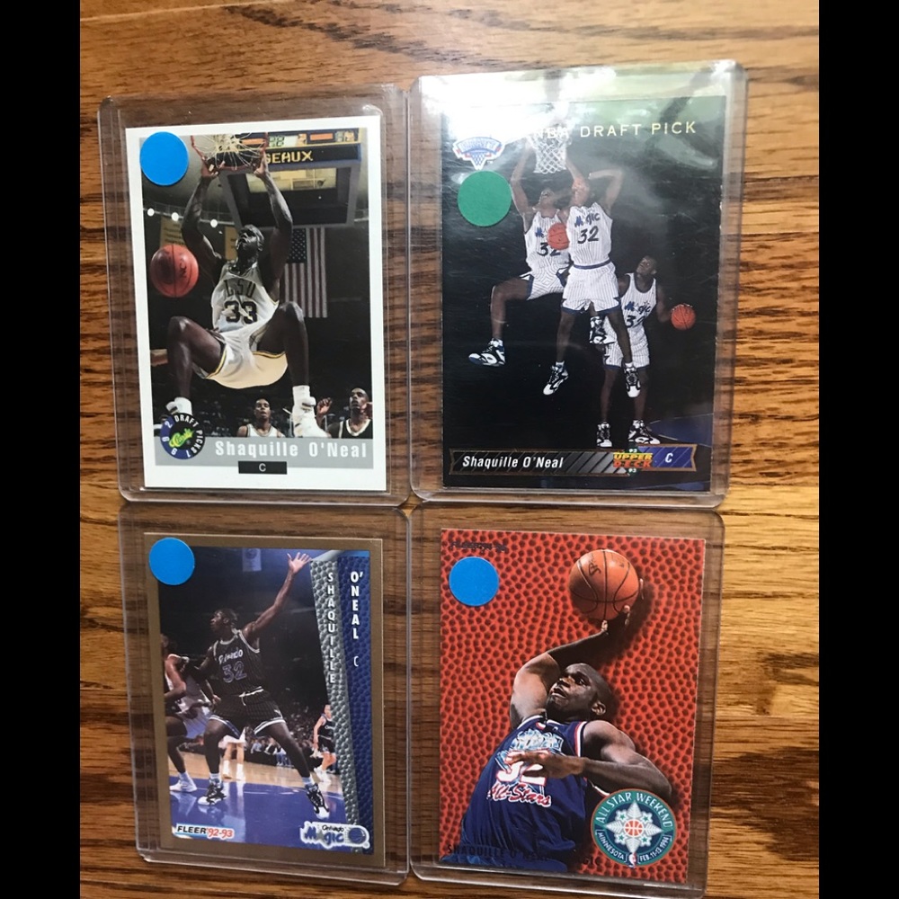 4 Shaquille O’Neal Cards includes 3 Shaq Rookies